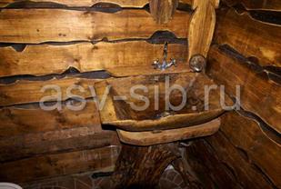 Деревянная раковина в бане